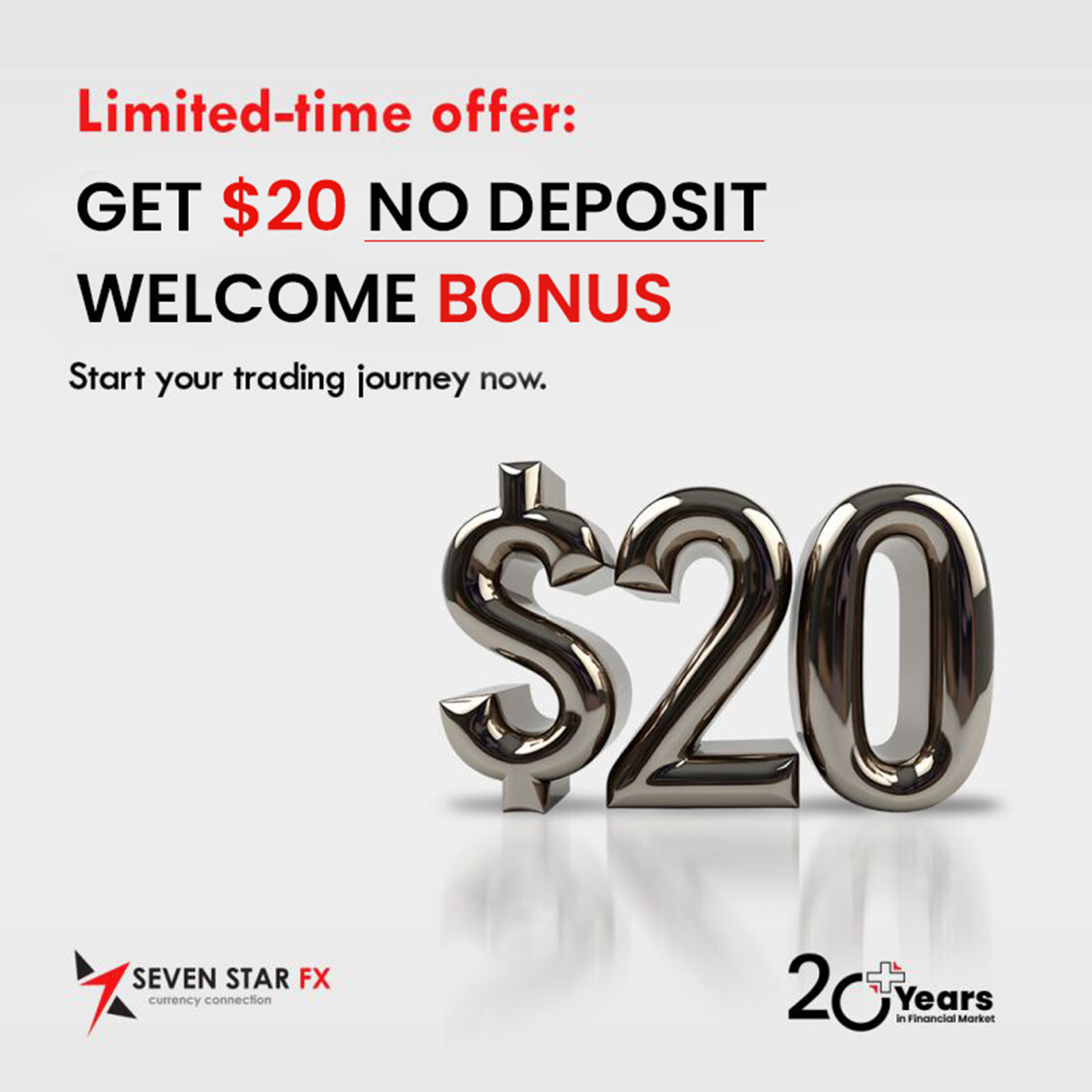 SevenStarFX $20 No Deposit Bonus Sign-Up & Trade Instantly