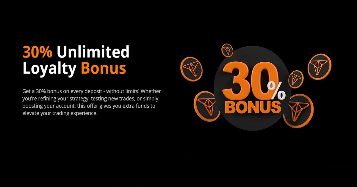 TIOmarkets Offer 30% Unlimited Loyalty Deposit Bonus