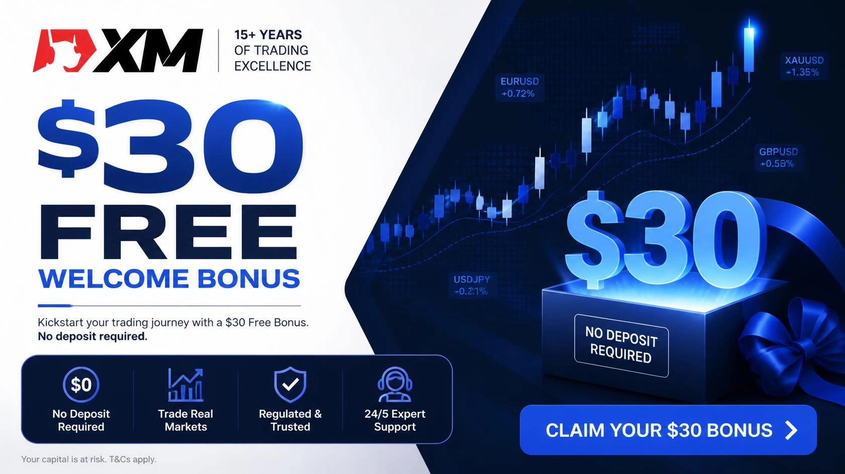XM $30 Free Welcome Bonus is a promotional offer