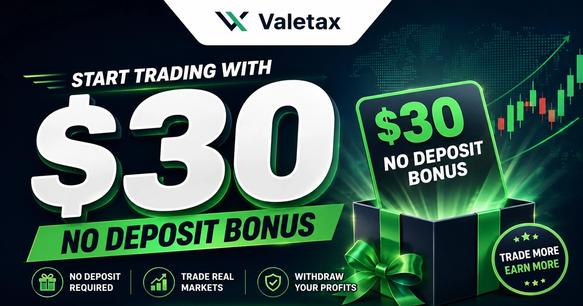 Valetax No Deposit Bonus claim a $30 risk-free bonus