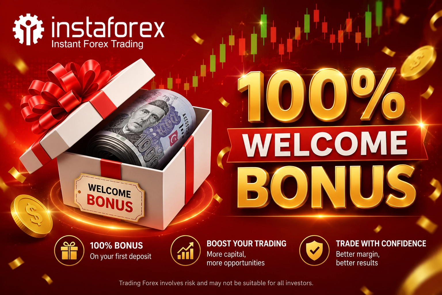 InstaForex offers a 100% Welcome Bonus to new clients