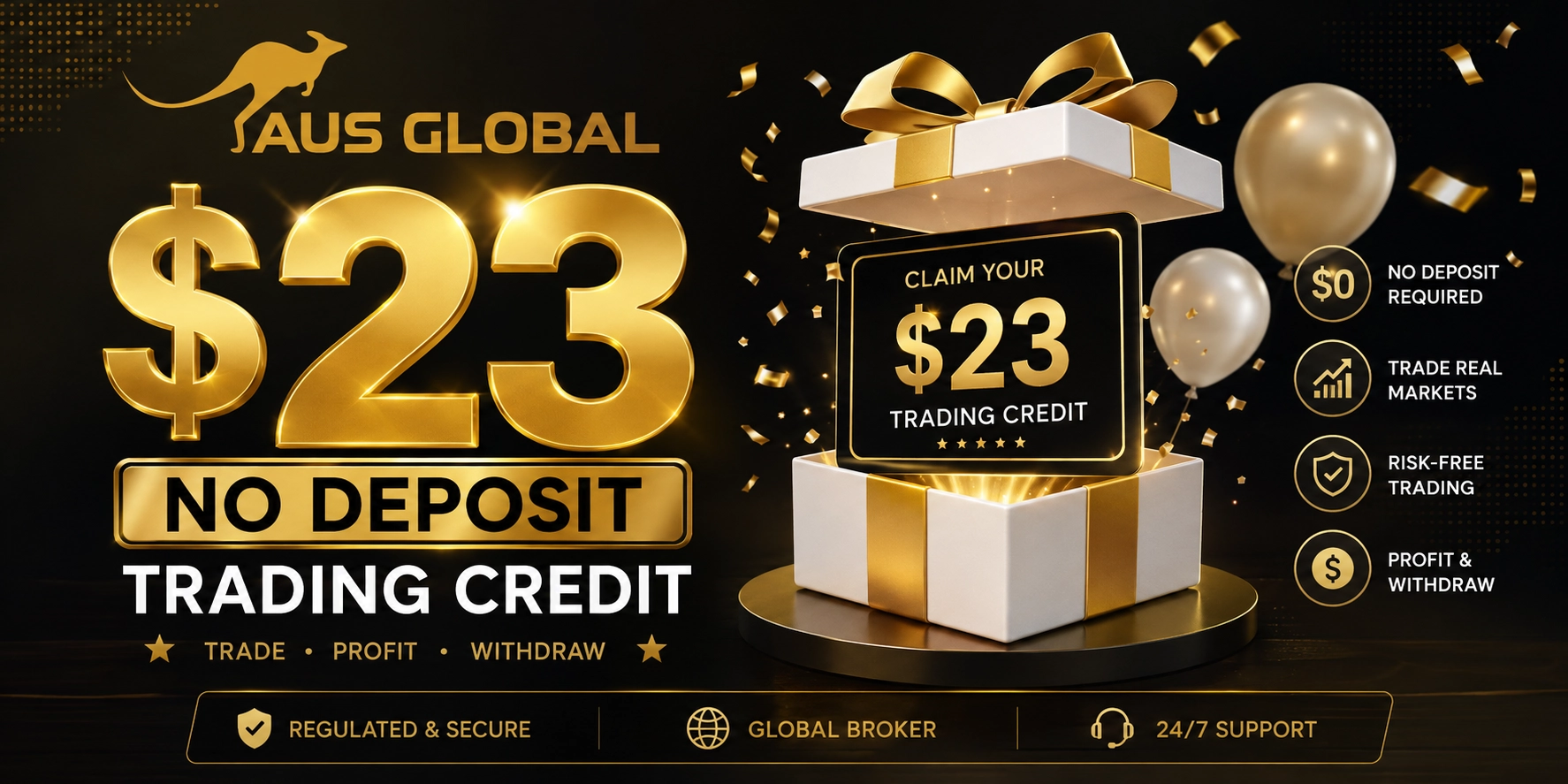 AUS Global $23 No Deposit Trading Credit Bonus