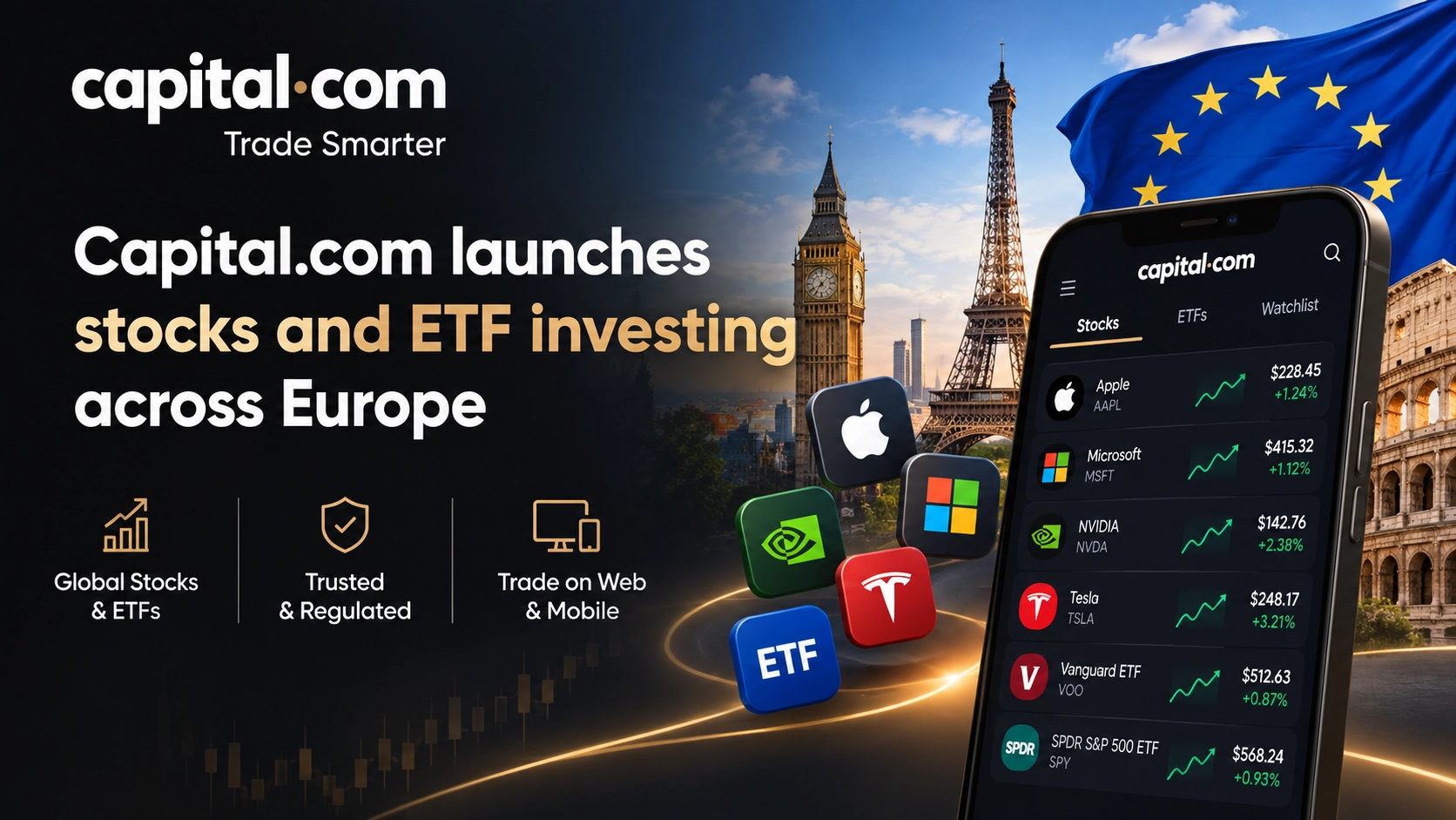 Capital.com launches stocks and ETF investing across Europe