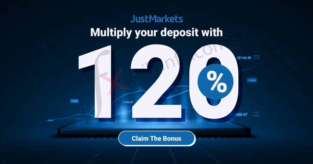 Forex 120% Deposit Bonus of Trading by JustMarkets