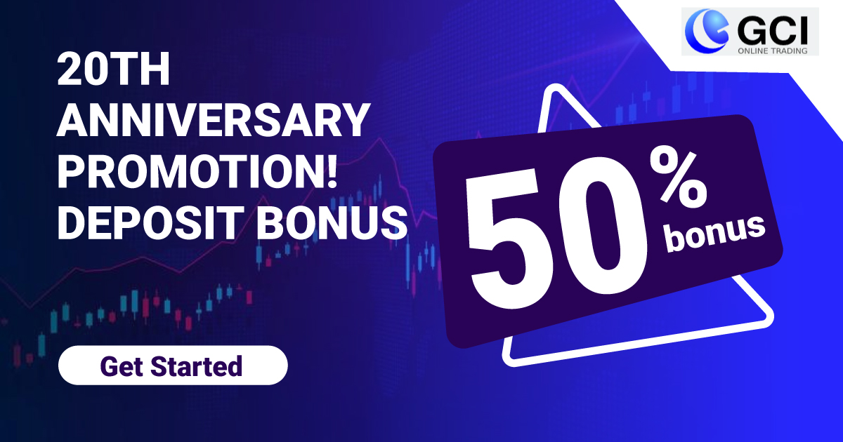 Get a GCI 20th Anniversary Promotion of up to 50% Bonus