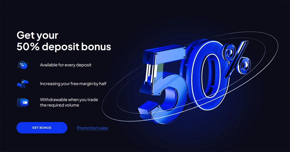 Get a 50% Forex Deposit Bonus up to 50000 USD by FXTrading
